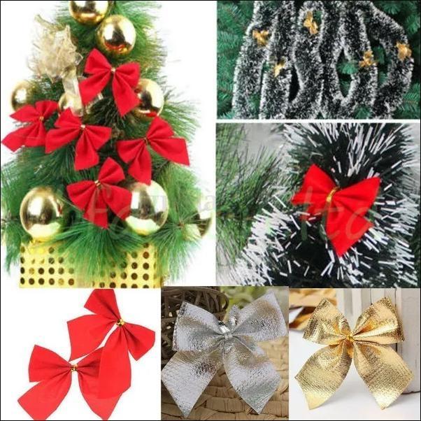 12/24 шт., бант, рождественская елка, домашний рождественский бант, вечерние украшения для рождественской елки, красный бант, украшения, рождественский декор, фестиваль, вечеринка, садовый орнамент, декор