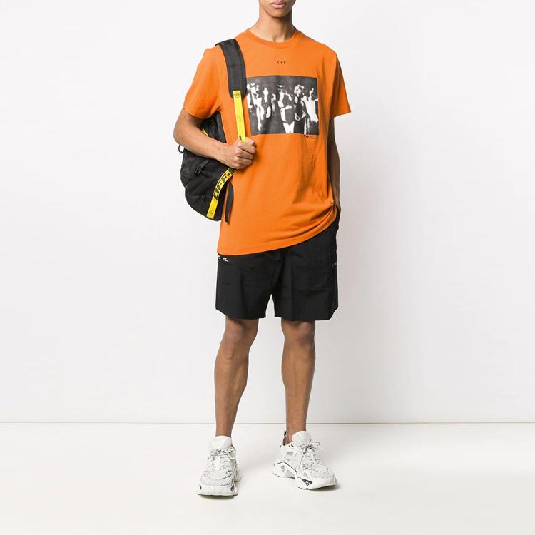 Off-White Spray Paint T-Shirt Orange Men Streetwear OMAA027R201850151910