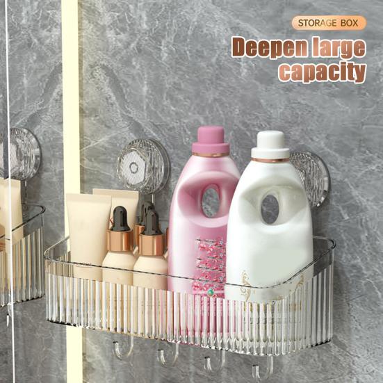 Стеллаж для хранения на присосках, органайзер для ванной комнаты и кухни, большая вместимость, прочная несущая способность, простая в установке подвесная полка для душа