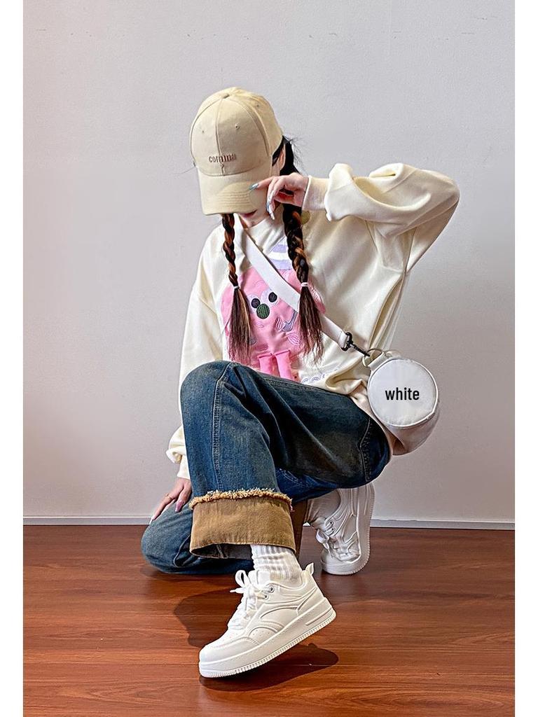 2024 Trendy All-Season Korean-Style Women’s Sneakers: Original White College-Style Sports Shoes