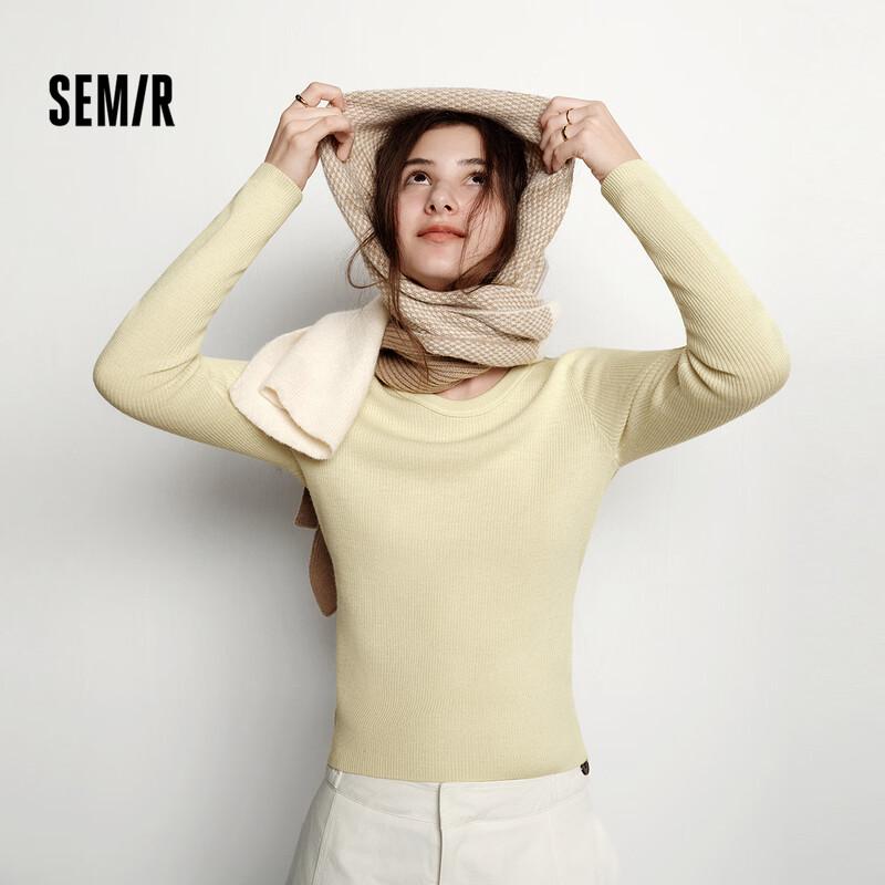 Semir Women's Round Neck 100% Wool Knit Sweater