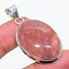 Strawberry Quartz Gemstone 925 Solid Sterling Silver Jewelry Pendant 1.77" SU-10206