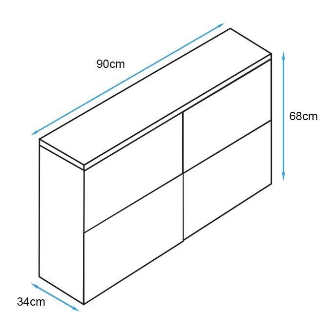 Buffet Bahut 2 portes | 90 x 68 x 34cm | Couleur Blanc et Sonoma Finition mat | Meuble de rangement | Modèle ZOEL