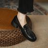 Fashion High Heels Women Pumps Retro Round Toe Genuine Leather 2024 Spring Summer Concise Casual Working Shoes Woman Loafers New Shoes