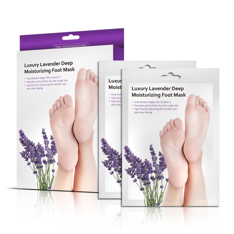 Rose & Olive Oil Foot Mask with Lavender, Deep Nourishing Moisturizing Exfoliating Foot Peel Socks
