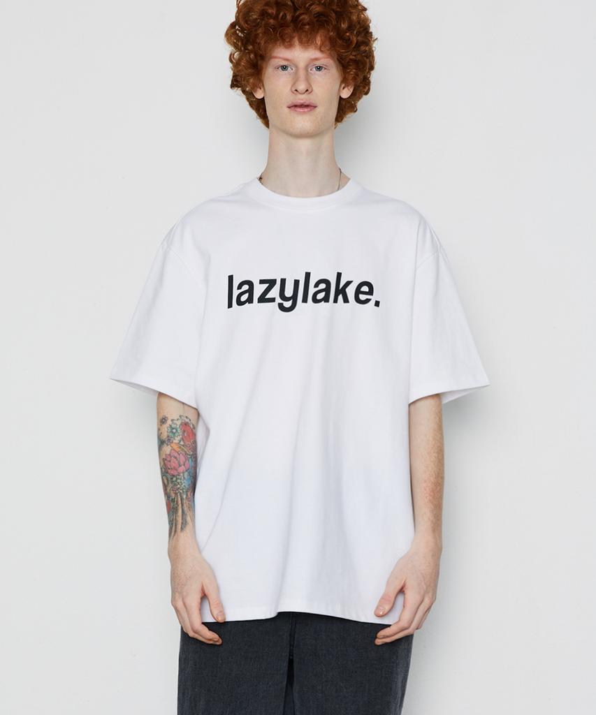 LAZY LAKE Унисекс Футболка с большим логотипом Белая