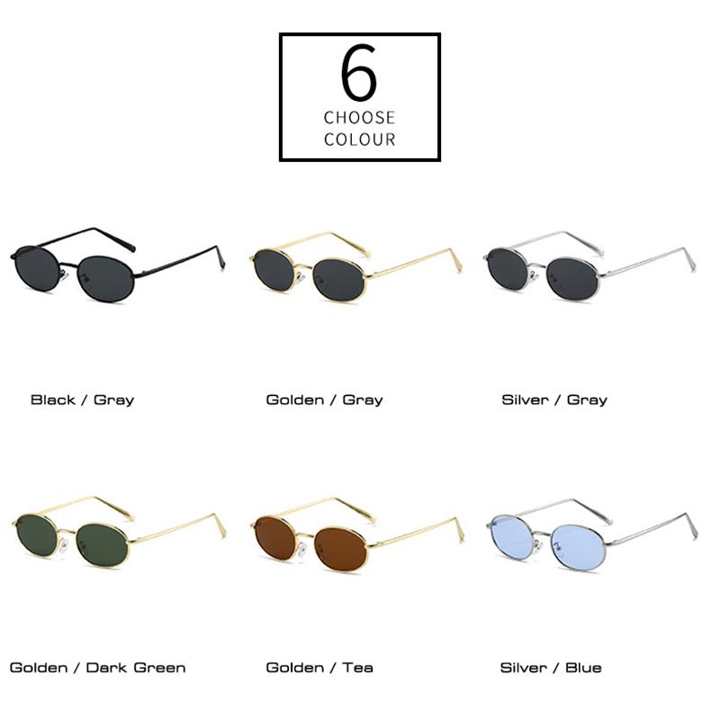 ШАУНА Ретро Маленькие Овальные Металлические Женские Солнцезащитные Очки UV400 Мужские Панк Солнцезащитные Очки