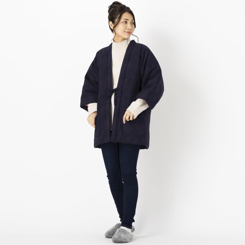 Watanosato Hanten for Kurume Dobby Hanten 8080 Mini Dot Japanese-made Women, Weave, Cotton-filled (free Size, Red)