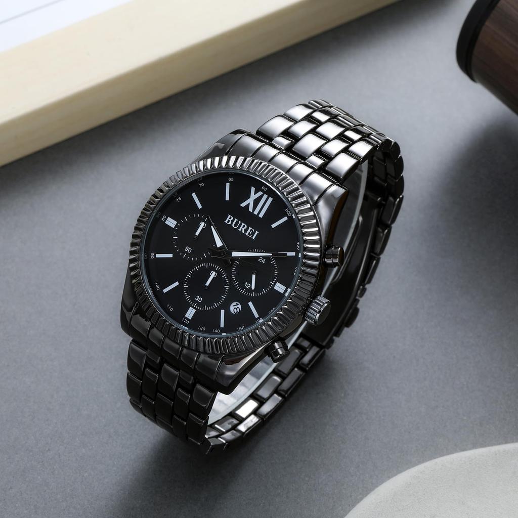 Watch Analog Waterproof Simple Male Black Stainless Steel Strap Watch Made In Japan Battery [Baosho] Men's