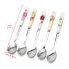 1PC Ceramic Handle Spoon Stainless Steel Dessert Coffee Spoons Ice Cream Teaspoon Random Color