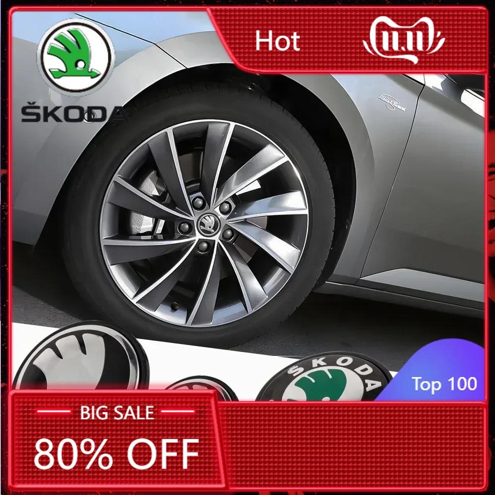 Car Sticker Skoda 2026 Hot 4pc 55mm 65mm Car Original Wheel Center Cover Hub Cap Emblem Replacement For Skoda Octavia Fabia Rapi