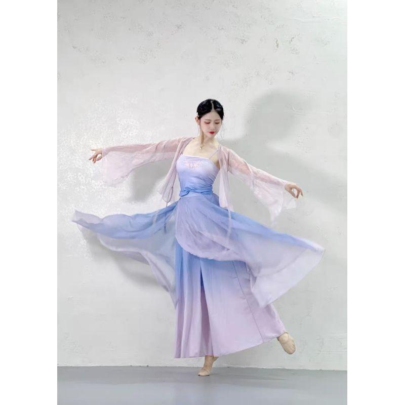 Классическая танцевальная одежда Фиолетовые широкие брюки Китайский современный танец Одежда для выступлений