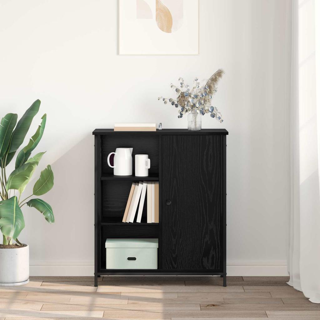 Sideboard in Black Oak Look 70 x 30 x 80 cm Engineered Wood