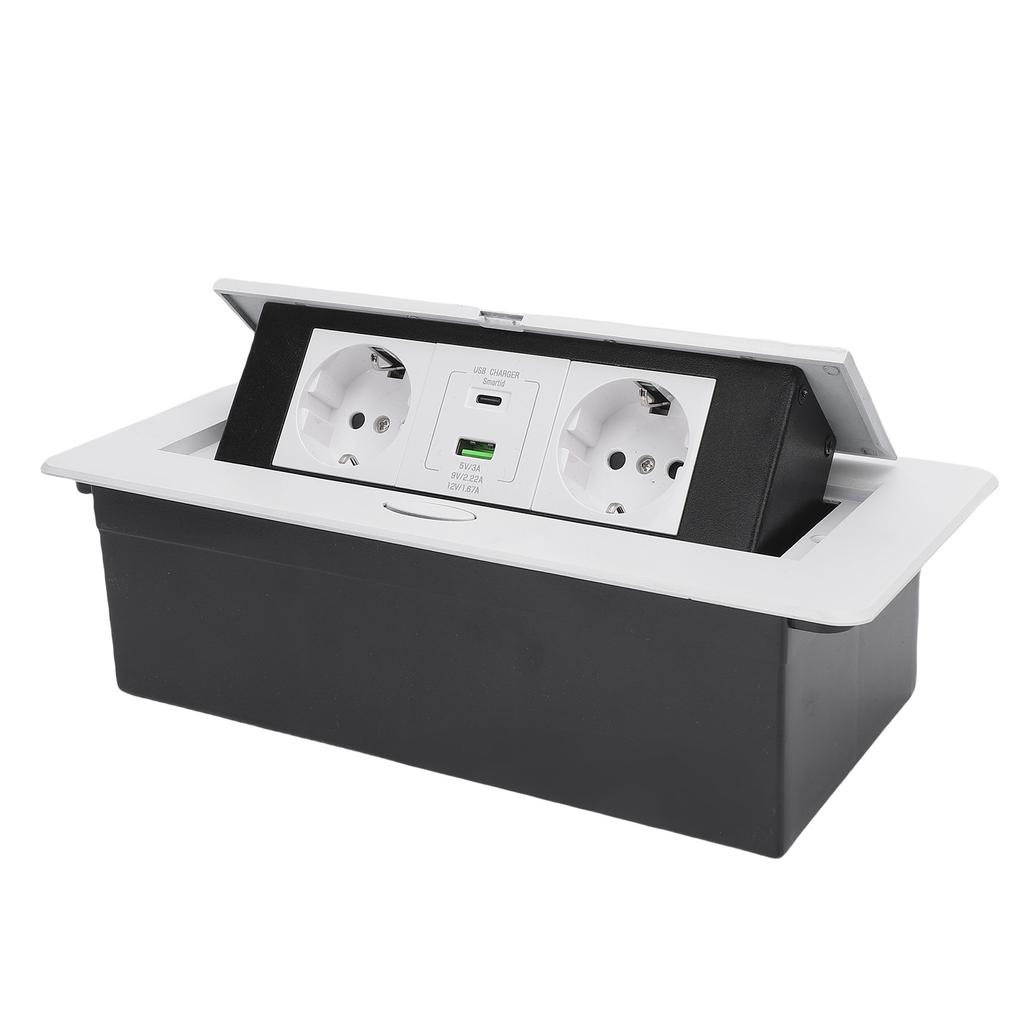Recessed Desktop Outlet Box Water Proof Power Hub Conference Room Countertop Socket 2 Prong Hole