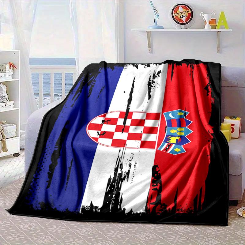 Croatian Football Pride Portable Blanket/Soft Blanket Bedding Blanket Suitable for Travel Camping Living Rooms Offices Sofas Fan Gifts
