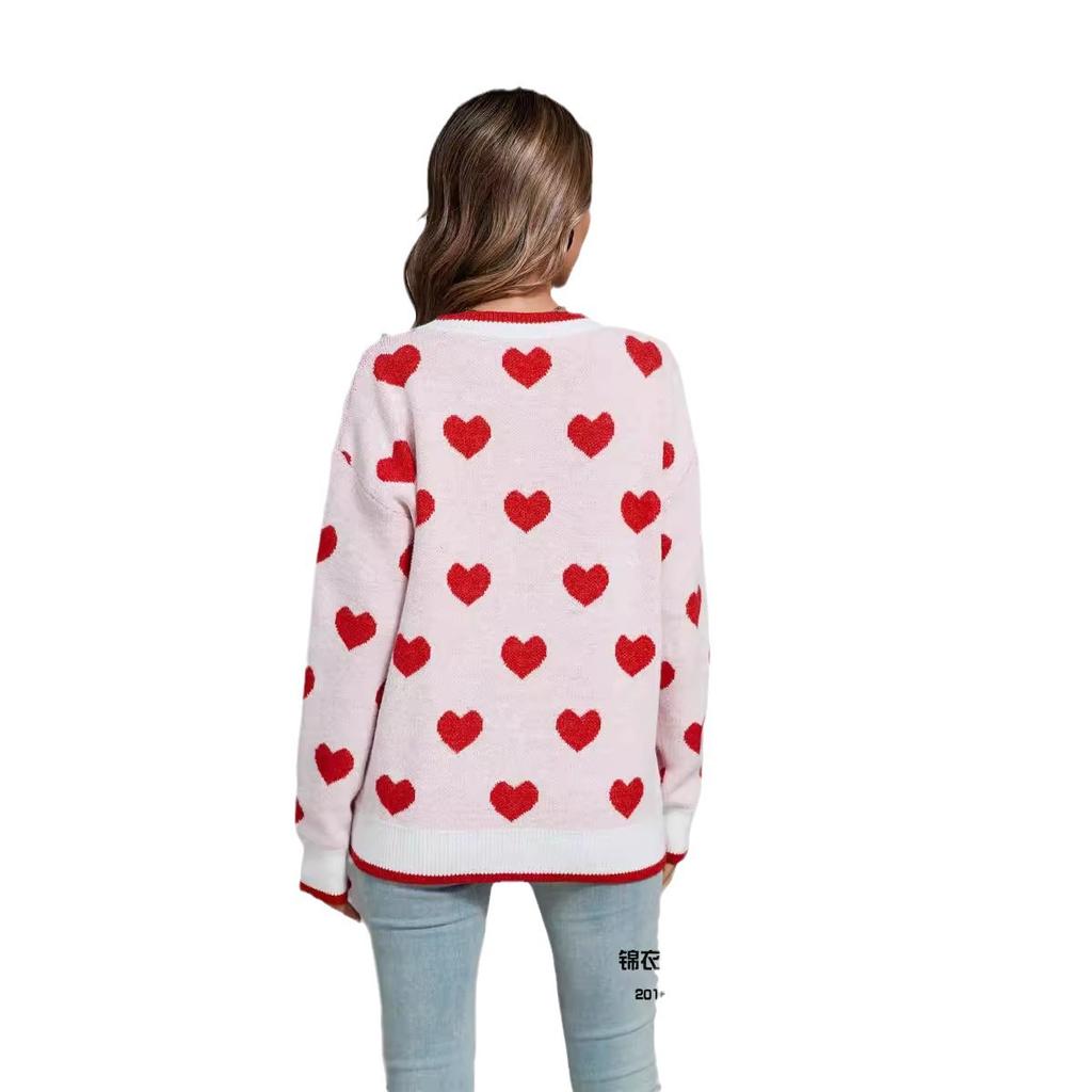 Осенне-зимний женский свитер Love, фестивальный свитер с длинным рукавом, вязаный свитер большого размера