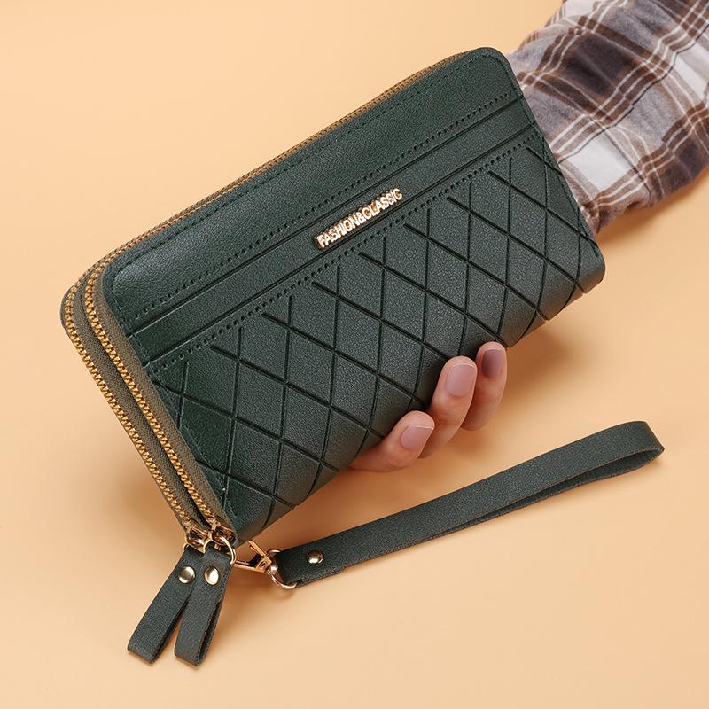 Женский клатч-кошелек большого объема на двойной молнии 2025 - Вмещает мобильный телефон