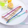 Home Reusable Metal Bent Filter Straws Spoon Drinking Straw Stainless Steel Coffee Spoons