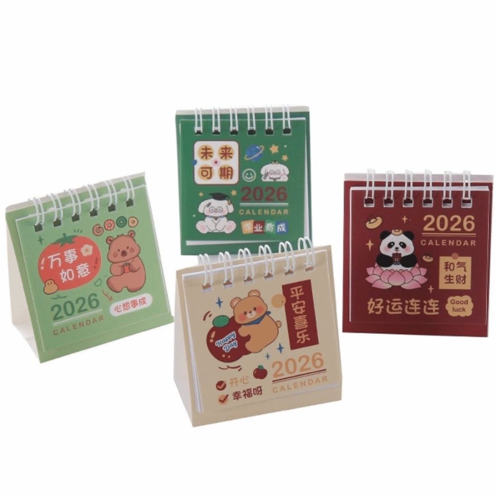 Coil Binding 2026 Desk Calendar Mini Standing Calendar Cute Daily Planner  Desktop Decoration