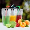 50 Beverage Bags, Juice Bags (with 100 Randomly Mixed Color Straws +1 Folding Funnel), Beverage Bags, Ice Sandbags