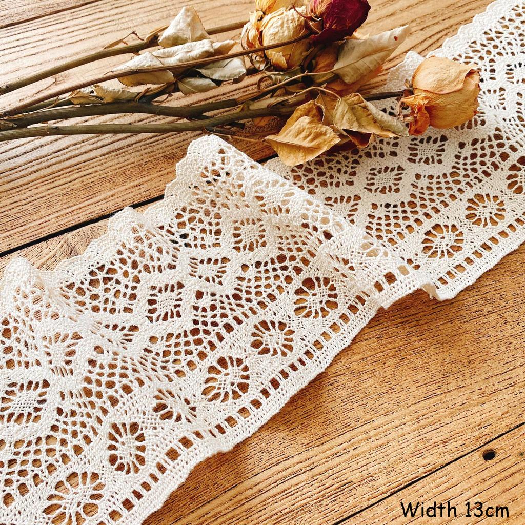 DIY Hollow Out Cotton Thread Crochet Lace Clothing Sewing Fabric For Curtains Lace Tables Runners Clothing Accessories 13cm-17cm