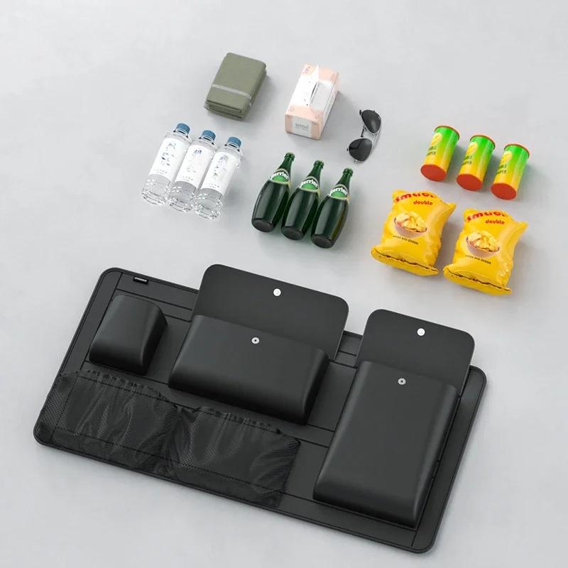 High Capacity Adjustable Car Storage Box Backseat 5 Bag Trunk Organizer Multi-use PU Leather Car Seat Back Organizers with Bag