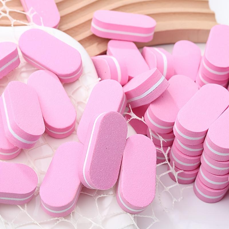 Xiaomi 3pcs Pink Double-Sided Oval Nail Files Mini Sponge Buffing Blocks, Portable Nail Polishing Tools Non-Damaging to Nail Surface