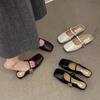 Flat-bottomed Bag Head Half Slippers Women's Outer Wear Spring and Summer with Skirt Single Shoes Cool Slippers Temperament Mary Jane Leather Shoes