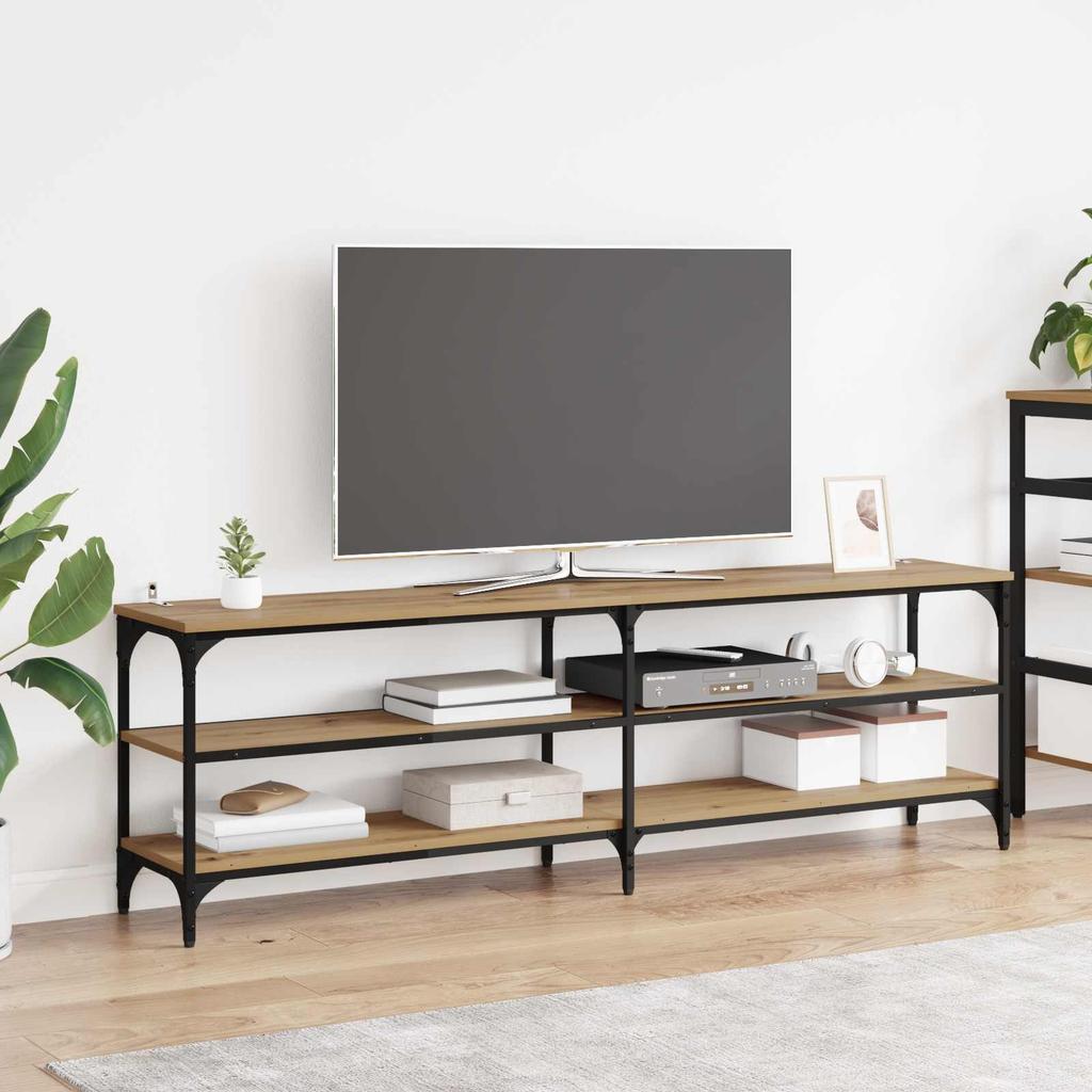 Artisan Oak TV Stand 160 x 30 x 50 cm Composite Wood and Iron