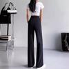 Autumn 2023 Women's High-Waist Black Wide-Leg Suit Pants