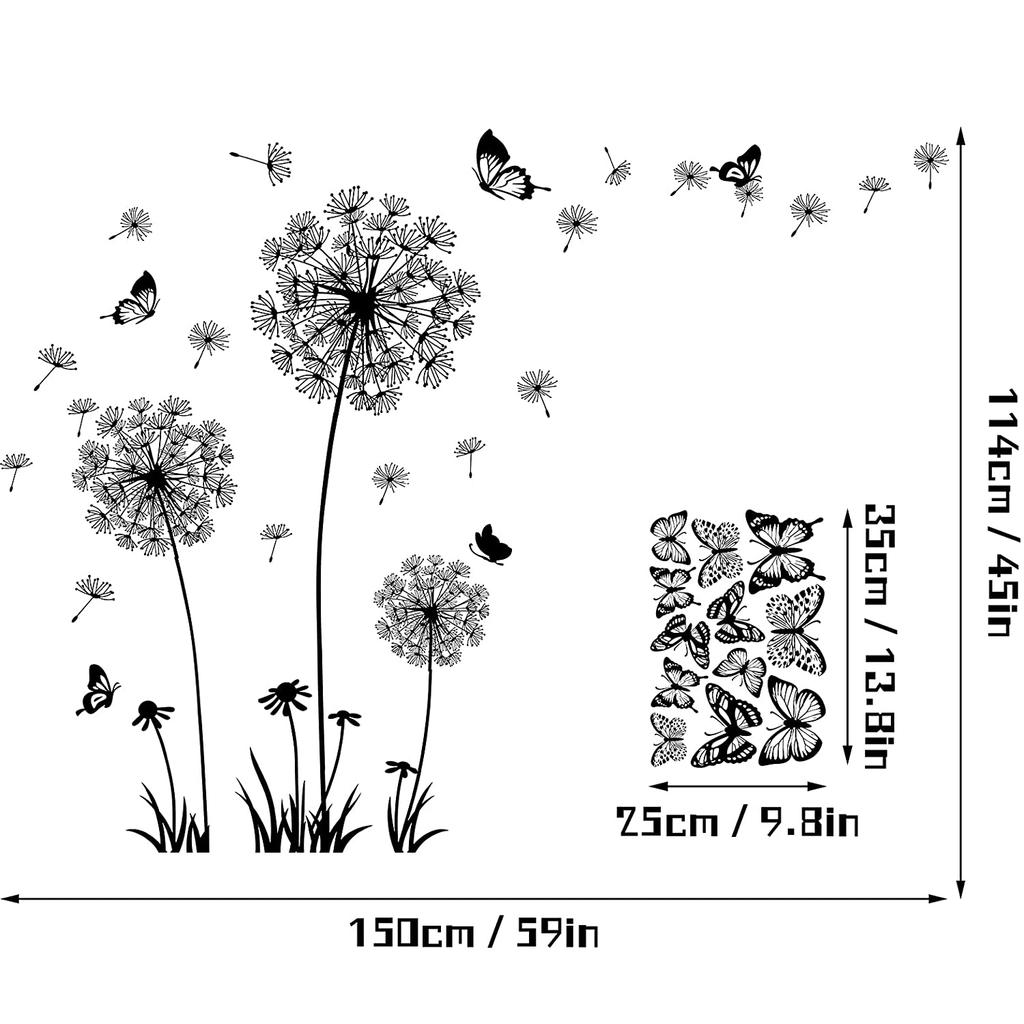 DIY Одуванчик Бабочки Наклейки На Стены Летающие Цветы Наклейки На Стены Съемный Фреска Стены Искусства Современный Домашний Декор