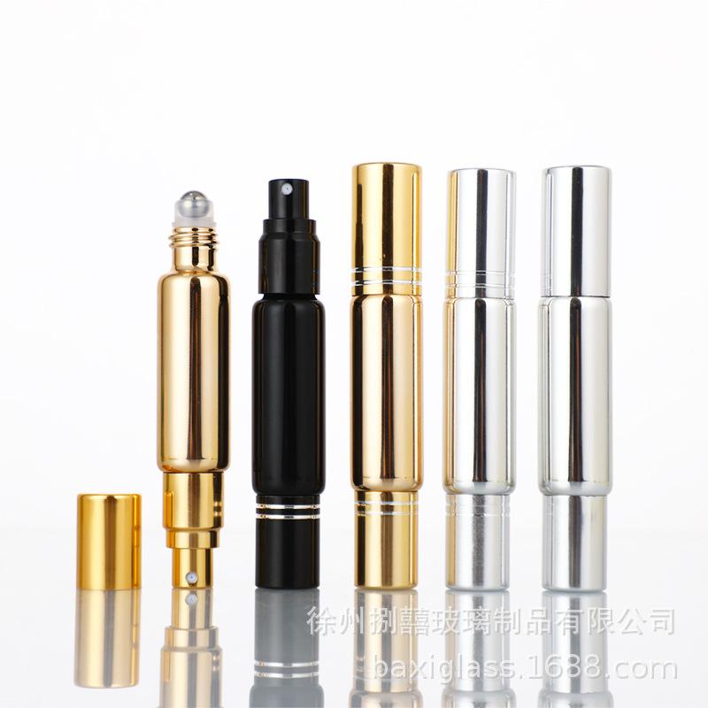 Transparent Brown Dual Rollerball Perfume and Essential Oil Dispensing Bottle