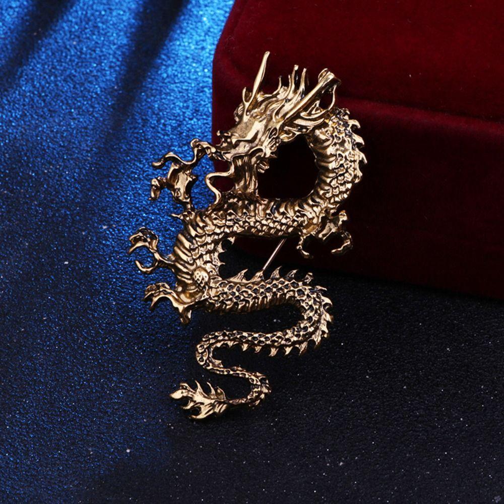 Style Zinc Zinc Alloy Legend Animal Lapel Pins Vintage Men Brooch Metal Dragon Badge Suit Coat Collar Pins