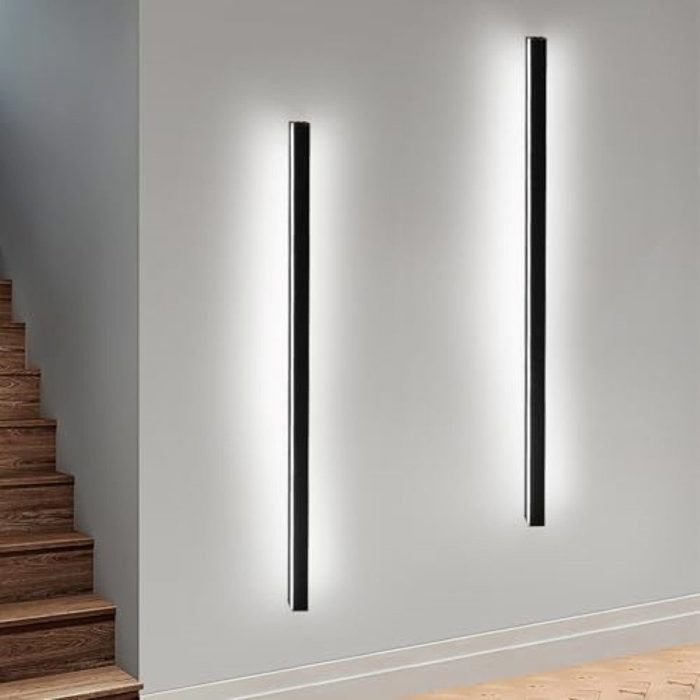 Applique murale LED - NETTLIFE - 2x100 cm - Noir - Métal - 32W - Blanc froid
