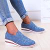 Women Sneakers Summer Wedge Canvas Shoes Women New Casual Single Shoes Plus Size Breathable Rhinestone Slip-on Sneakers Women