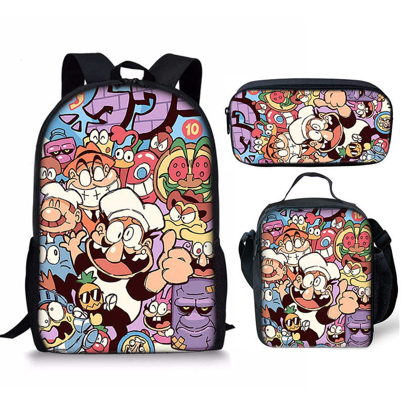 Trendy Popular Novelty pizza tower 3D Print 3pcs/Set Student School Bags Laptop Daypack Backpack Crossbody Lunch bag Pencil Case
