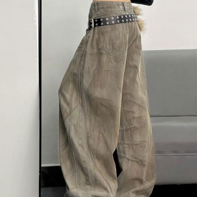 Стиль Пустоши Тай-дай Винтажные Джинсы Мешковатые Широкие Штаны Женская Одежда Хай-стрит Брюки С Принтом Звезды Буквы Джинсовые Брюки Новые