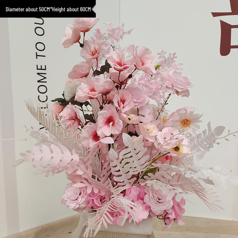 Red Floral Wedding Stage Backdrop with Artificial Flower Rows