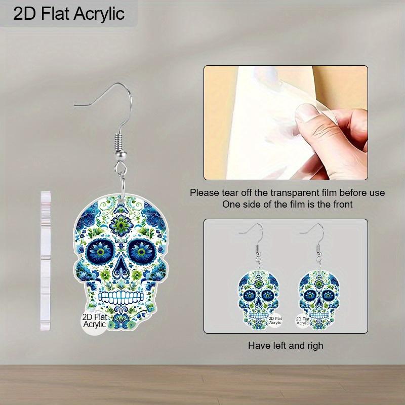 2D Плоские Милые Серьги-подвески в виде Сахарного Черепа на Хэллоуин, Акриловые, Декор Дня Мёртвых, Подарки для Женщин, Фестивальные Шармы