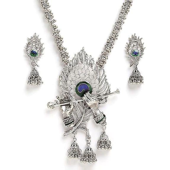 Модный новейший стильный традиционный набор украшений из окисленного серебра для женщин