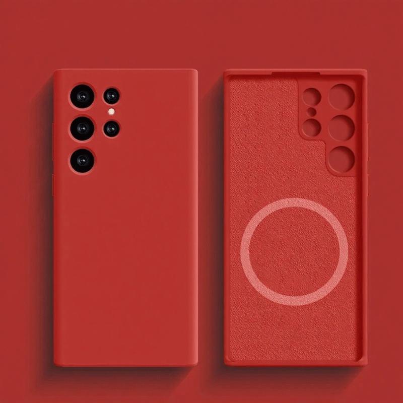 Магнитный чехол из жидкого силикона для Magsafe Для Samsung Galaxy S25 S24 S23 Ultra Plus Беспроводная зарядка Задняя крышка Аксессуары