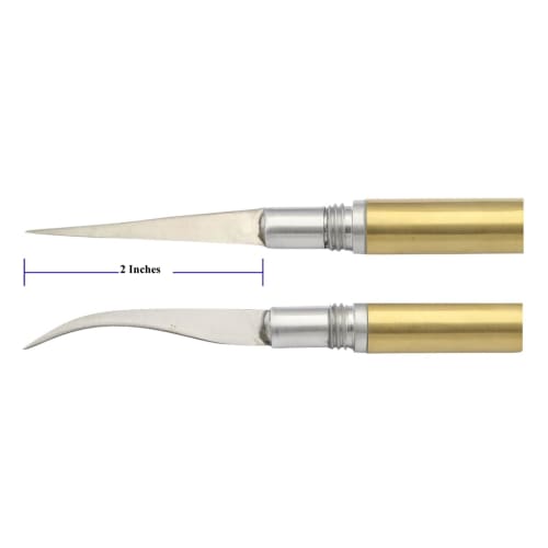 Thai Fruit & Soap Carving Knife Set of 3, Brass, Handmade, Black