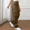 Womens Elastic High Waisted Cargo Pants Stretch Casual Wide Leg Streetwear Parachute Hiking Pants With Pockets
