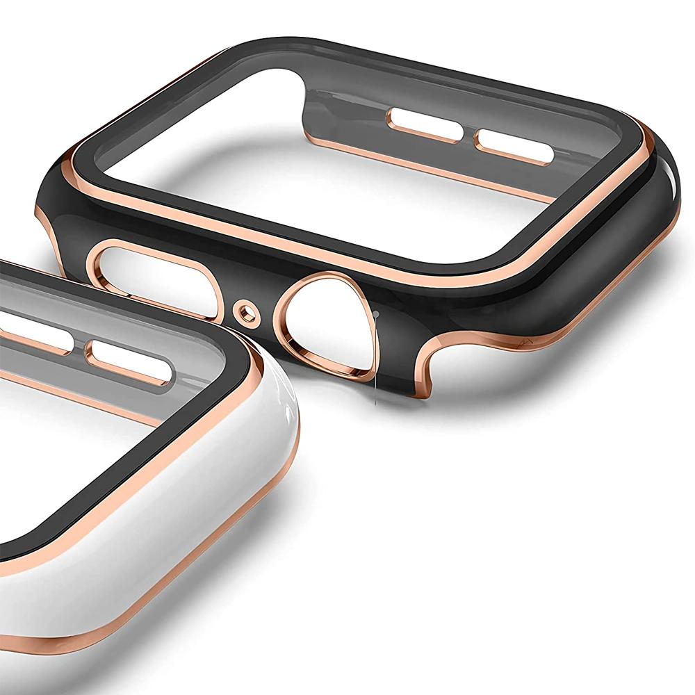 Защитное стекло + Чехол-бампер из ПК для Apple Watch 45мм 44мм 41мм 42мм 40мм 38мм iWatch series 9 8 7 SE 6 5 4