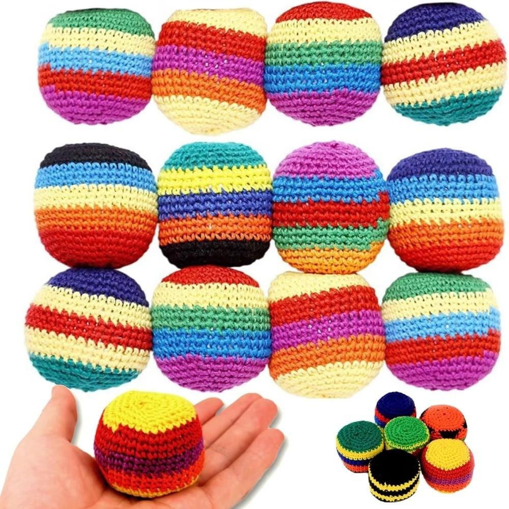 1/3/6/12Pcs Geometric Pattern Foot Bag Crochet Balls Durable Crochet Kick Sack Children