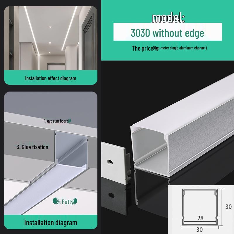Seamless Linear Recessed LED Light Channel - Aluminum Strip Slot Design