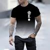 Men's Summer 3D Digital Printed Simple Gradient Round Neck Short Sleeve T-shirt