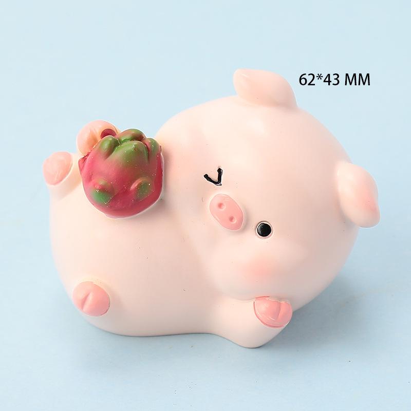 Мультяшные фруктовые свиньи из смолы для самодельных украшений, автомобильной консоли и декора рабочего стола