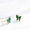 Temperament Mori Three-dimensional Green Korean Version Butterfly Stud Earrings Female Hong Kong Style Retro Fashion Sweet Small Earrings
