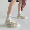 Casual Lightweight Retro Round Head Platform White Shoes Women's 2025 New Summer Leisure Sports Soft-soled Canvas Board Shoes